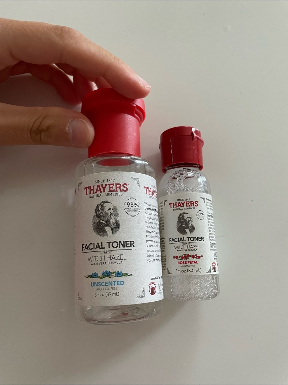 Thayers Witch Hazel Facial Toner Unscented (3oz) and Rose Petal (1oz) - Bundle